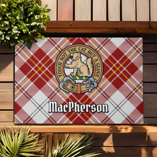 Clan MacPherson Crest over Red Dress Tartan Doormat