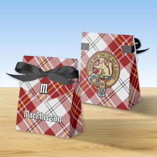 Clan MacPherson Crest over Red Dress Tartan Favor Box