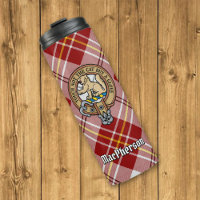 Clan MacPherson Crest over Red Dress Tartan