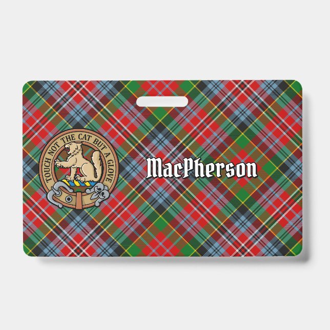 Clan MacPherson Crest over Tartan Badge (Front)
