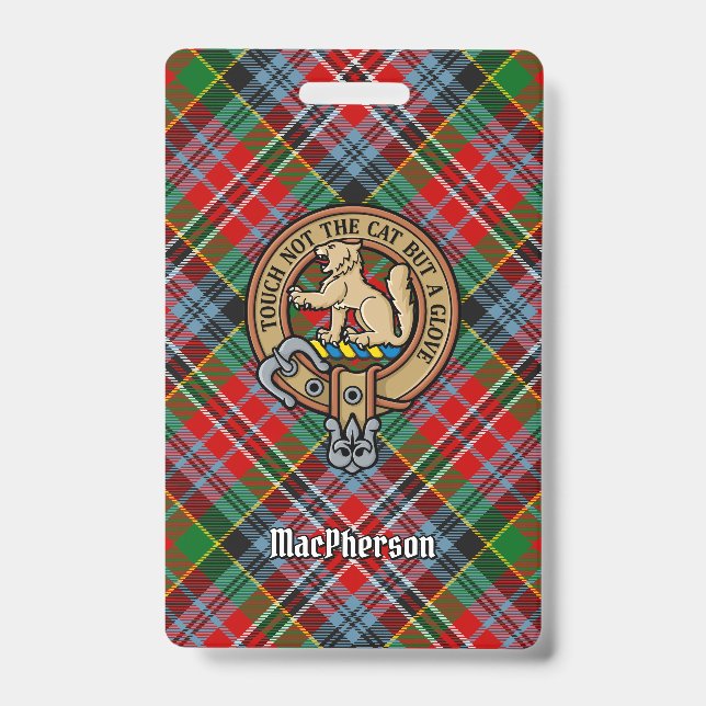 Clan MacPherson Crest over Tartan Badge (Front)