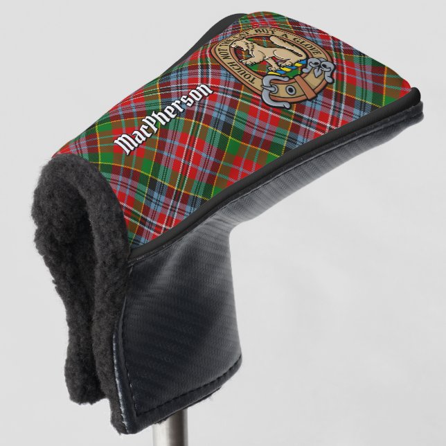 Clan MacPherson Crest over Tartan Golf Head Cover (3/4 Front)