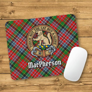 Clan MacPherson Crest over Tartan Mouse Pad