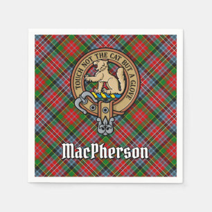 Clan MacPherson Crest over Tartan Napkin