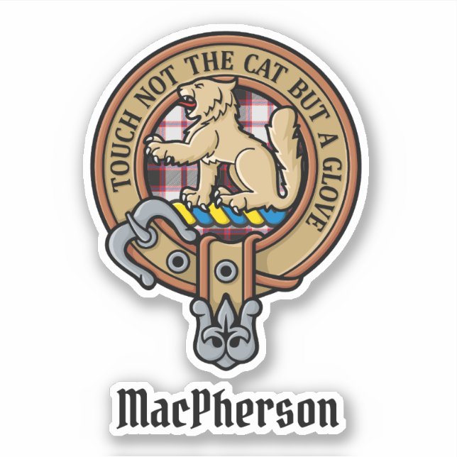 Clan MacPherson Crest sur la chasse Sticker Tartan (Devant)