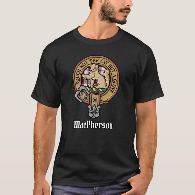 Clan MacPherson Crest sur la chasse T-shirt Tartan (Devant)