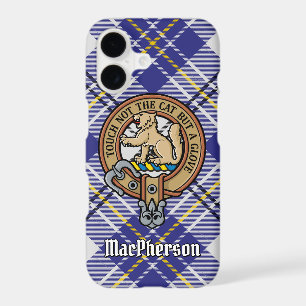 Clan MacPherson Crest sur la robe bleue Tartan