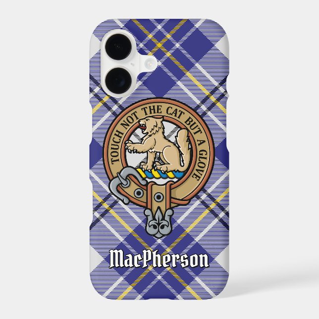 Clan MacPherson Crest sur la robe bleue Tartan (Verso)