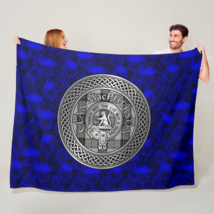 Clan MacPherson Crest & Tartan Knot Fleece Blanket
