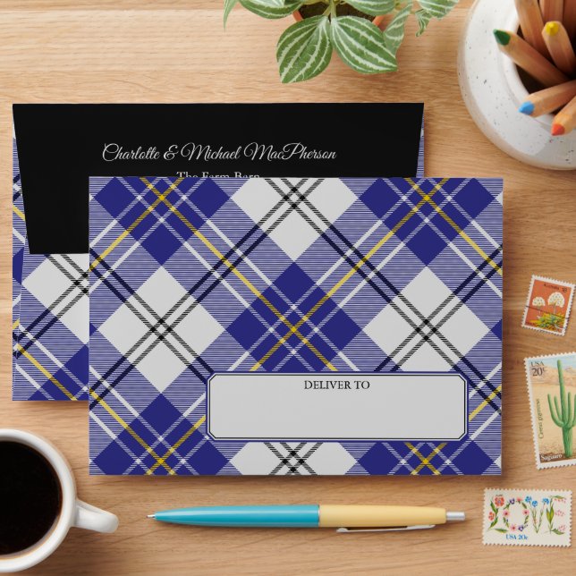 Clan MacPherson Habille Bleue Tartan Enveloppe (Desk)