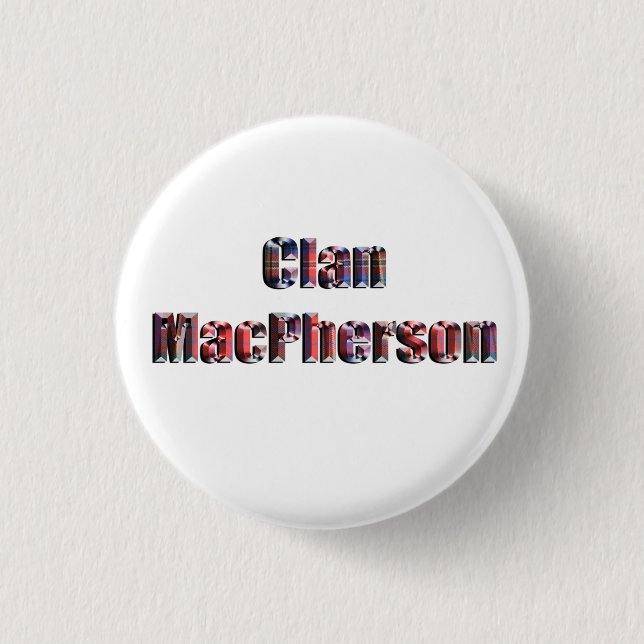 Clan MacPherson Tartan Logo, 1 Inch Round Button (Front)