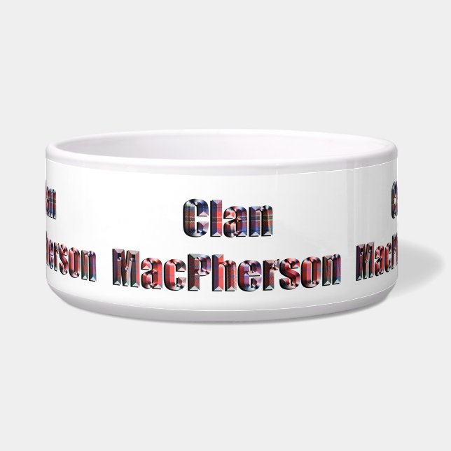 Clan Macpherson Tartan Name, Dog Bowl (Front)