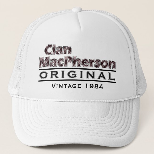 Clan MacPherson Vintage Customize Your Birthyear Trucker Hat (Front)