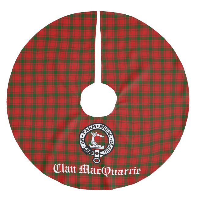 Clan MacQuarrie Tartan and Crest Brushed Polyester Tree Skirt (Front)