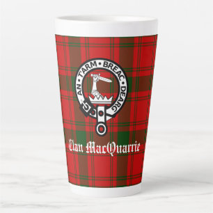Clan MacQuarrie Tartan and Crest Latte Mug