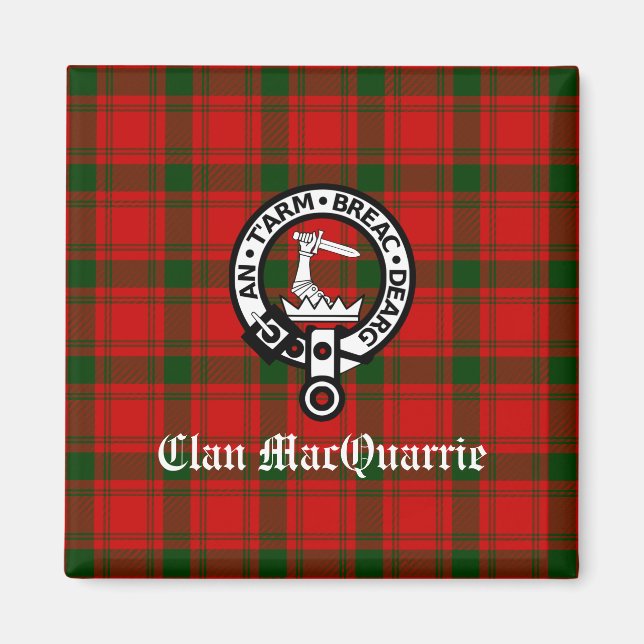Clan MacQuarrie Tartan and Crest Magnet (Front)