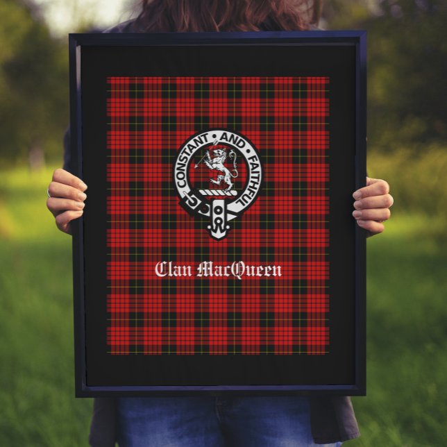 Clan MacQueen Crest Badge & Tartan Poster (Creator Uploaded)