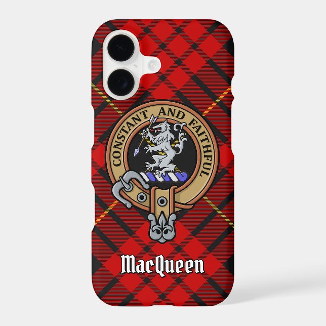 Clan MacQueen Crest over Tartan (Back)