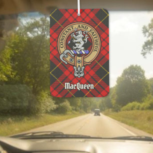 Clan MacQueen Crest over Tartan Air Freshener