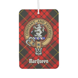 Clan MacQueen Crest over Tartan Air Freshener