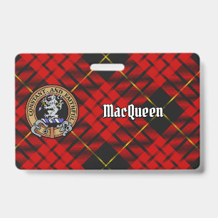 Clan MacQueen Crest over Tartan Badge