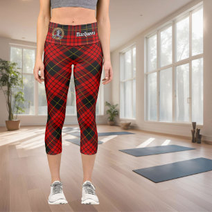 Clan MacQueen Crest over Tartan Capri Leggings
