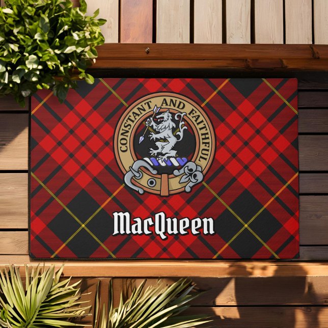 Clan MacQueen Crest over Tartan Doormat (Creator Uploaded)