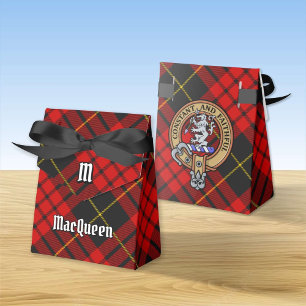 Clan MacQueen Crest over Tartan Favor Box