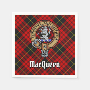Clan MacQueen Crest over Tartan Napkin