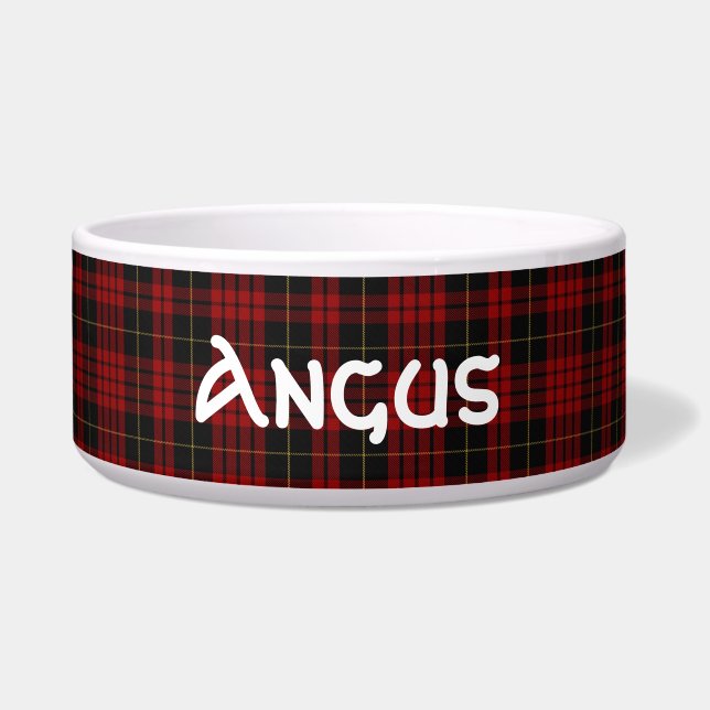 Clan MacQueen Custom Tartan Plaid Pet Bowl (Front)