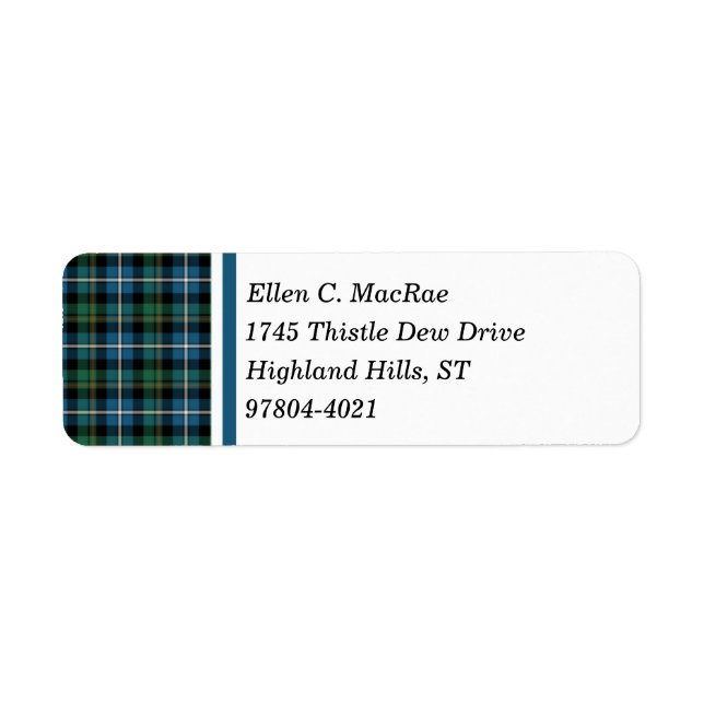Clan MacRae Bright Blue and Green Hunting Tartan (Devant)