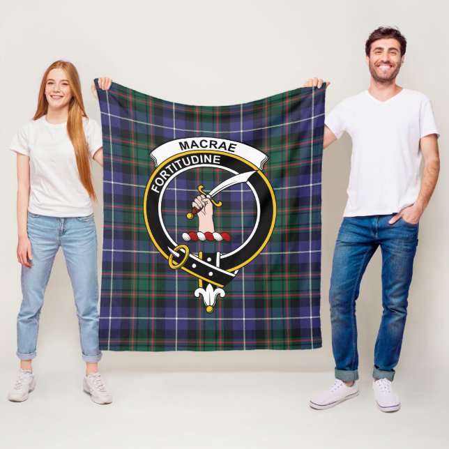 Clan MacRae Modern Tartan Plaid Fleece Blanket (In Situ)