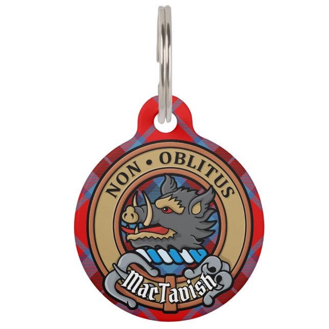 Clan MacTavish Crest over Tartan Pet Tag (Front)