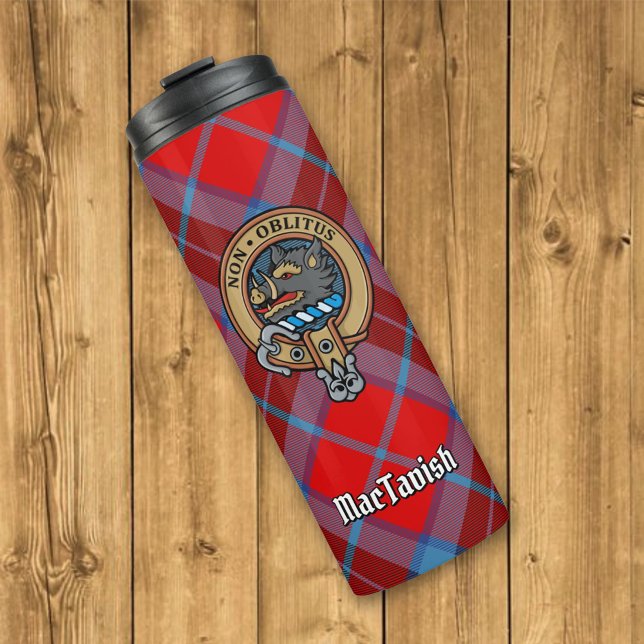 Clan MacTavish Crest over Tartan Thermal Tumbler (Creator Uploaded)