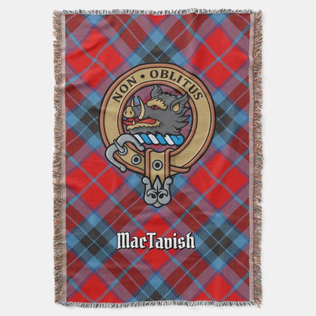 Clan MacTavish Crest over Tartan Throw Blanket (Front Vertical)