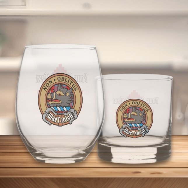 Clan MacTavish Crest over Tartan Whiskey Glass (Creator Uploaded)