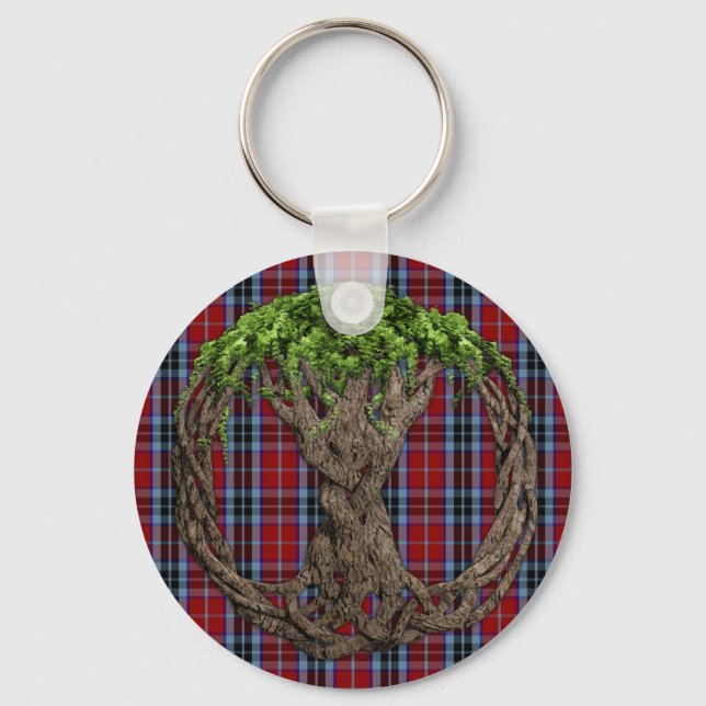 Clan MacTavish Tartan And Celtic Tree Of Life Keychain (Front)