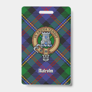 Clan Malcolm Crest over Tartan Badge