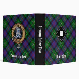Clan Malcolm Crest over Tartan Binder