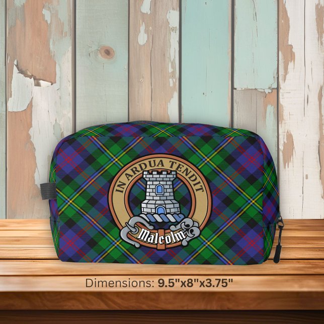 Clan Malcolm Crest over Tartan Dopp Kit (Creator Uploaded)