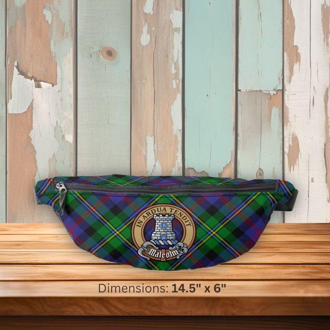 Clan Malcolm Crest over Tartan Fanny Pack (Creator Uploaded)