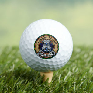 Clan Malcolm Crest over Tartan Golf Balls
