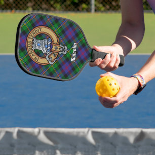 Clan Malcolm Crest over Tartan Pickleball Paddle