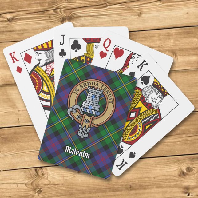 Clan Malcolm Crest over Tartan Playing Cards (Creator Uploaded)