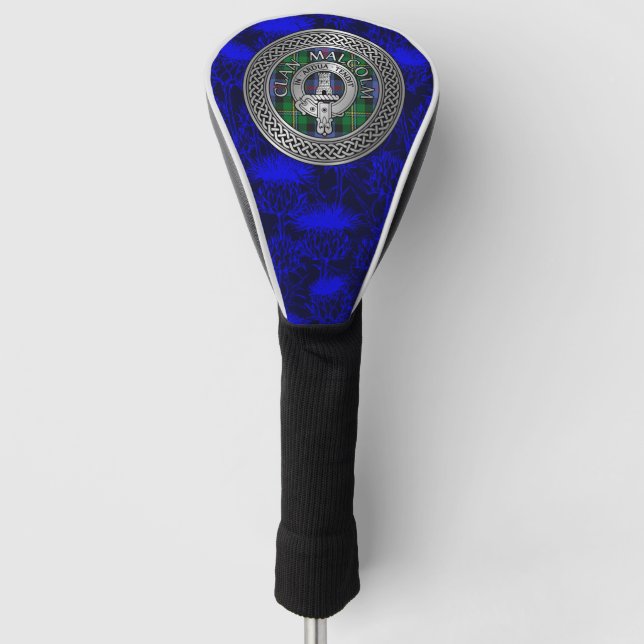 Clan Malcolm Crest & Tartan Knot Golf Head Cover (Front)
