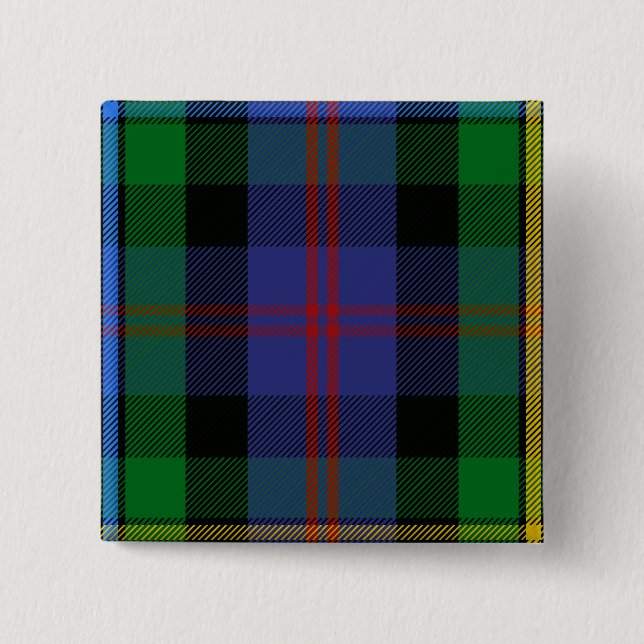 Clan Malcolm Tartan 2 Inch Square Button (Front)