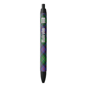Clan Malcolm Tartan Black Ink Pen