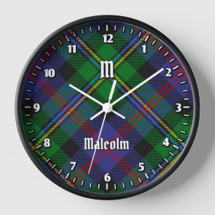 Clan Malcolm Tartan Clock