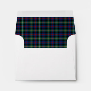 Clan Malcolm Tartan Dark Blue and Green Plaid Envelope