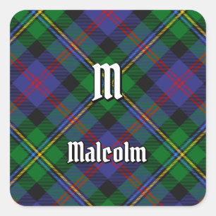 Clan Malcolm Tartan Square Sticker